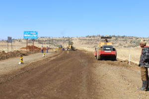 Gravel road being upgraded to the tarred road.